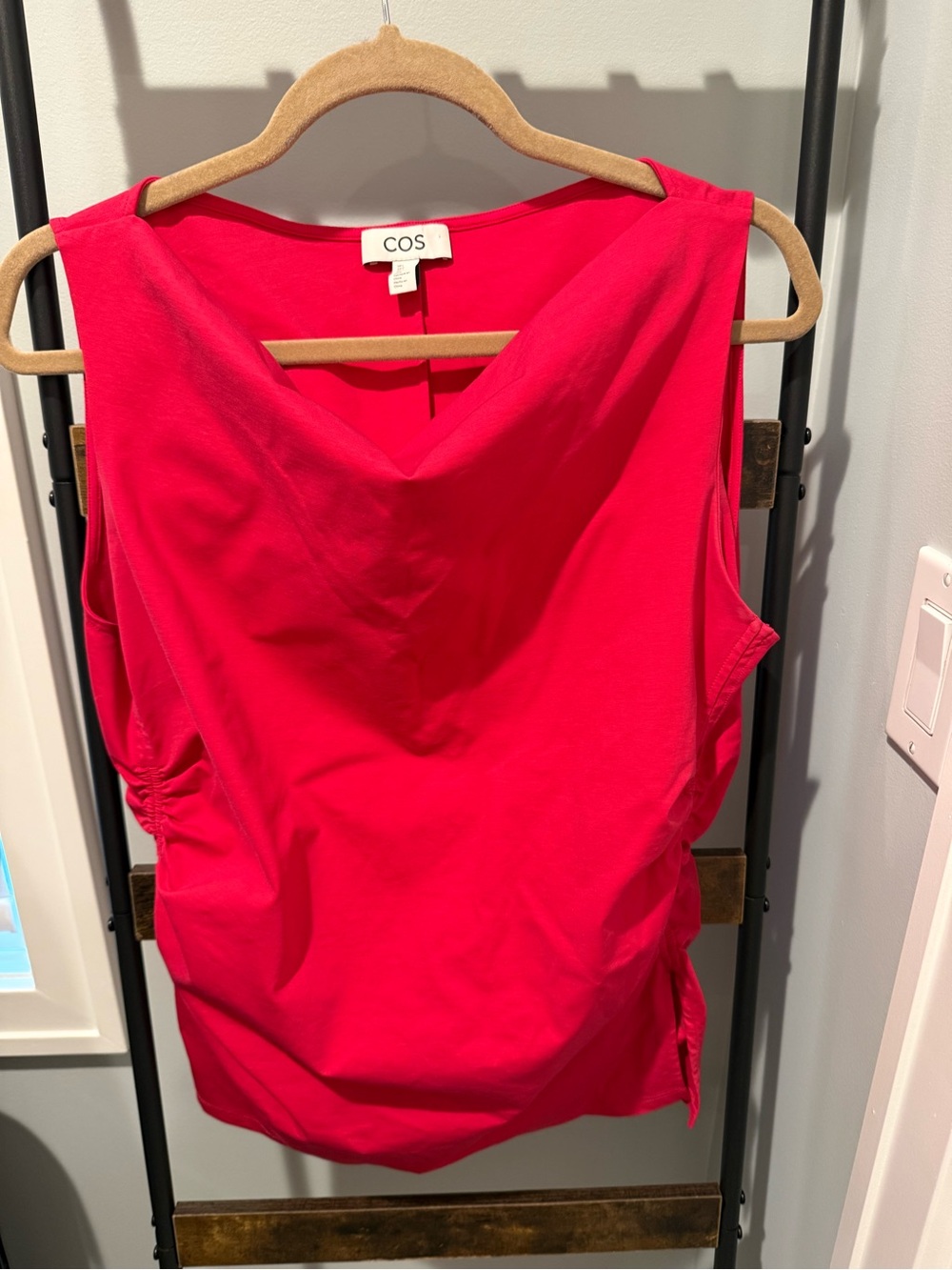 COS Hot Pink Sleeveless Drape Neck Tank